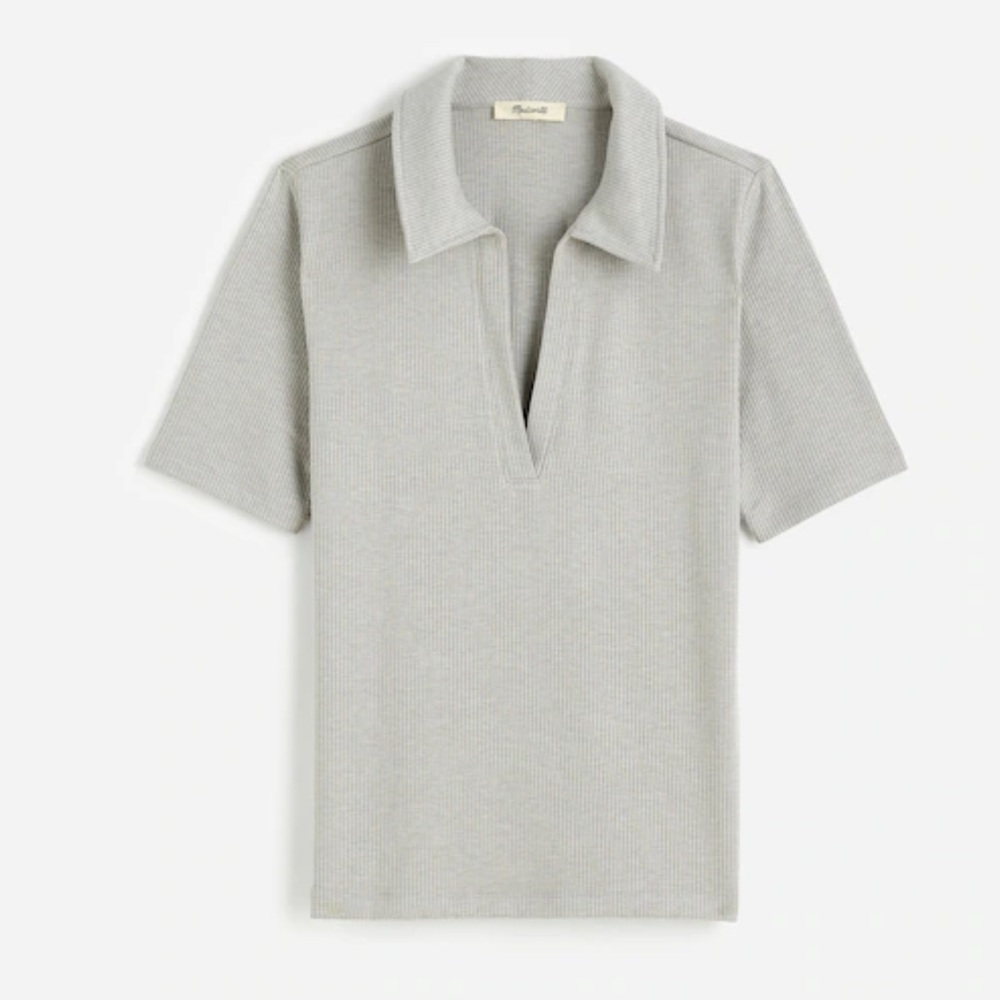 Madewell NWT Drapey Rib Short Sleeve Polo Top Size L